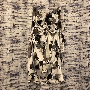 Windsor black and white floral strapless cocktail dress